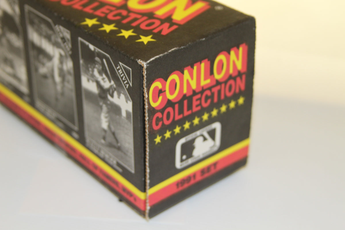 Angle view of Conlon Collection 1991 set box with MLB logo