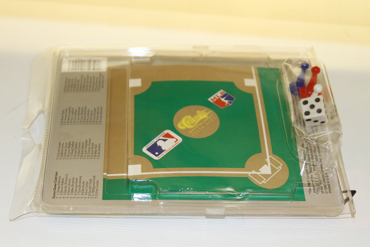 Back view of Classic MLB Board Game showing board, player pieces, and dice