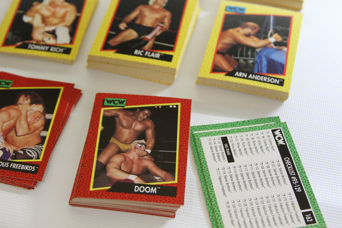 WCW Doom and Fabulous Freebirds wrestling trading cards with checklist