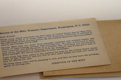 Information insert from Bureau of the Mint with details about the 1965 set
