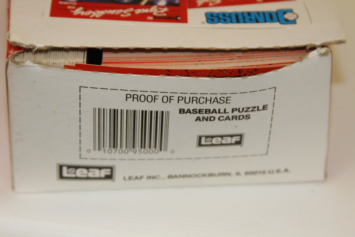 Barcode and proof of purchase section on back of Donruss Baseball card box