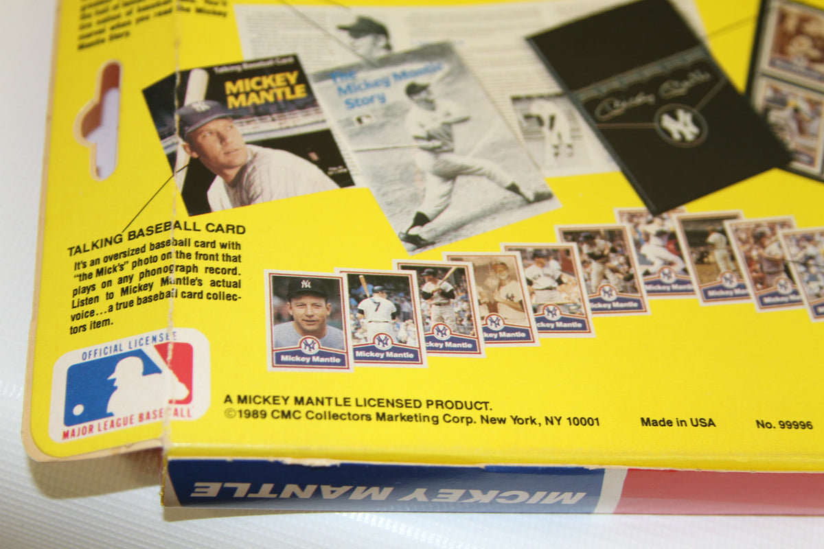 Back panel Mickey Mantle Baseball Card Kit, card spread and details