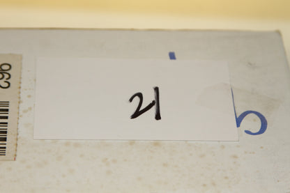 Top view of box with '21' notecard and visible handwritten '91 Topps' label