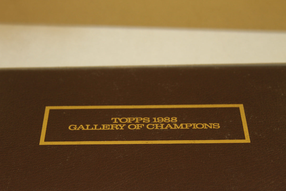 Top of brown case with gold Topps 1988 Gallery of Champions lettering