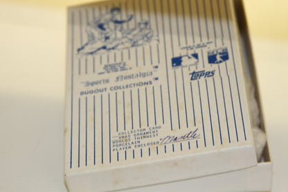 Topps Dugout Collections collector’s box with blue graphics and Mantle autograph