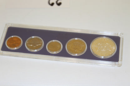 Reverse view of the five coins from 1966 United States Special Mint Set
