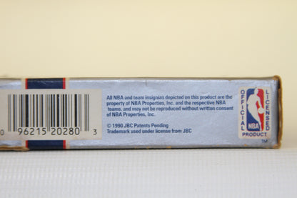 Official NBA licensed logo and details on the 1990 NBA Hoops box