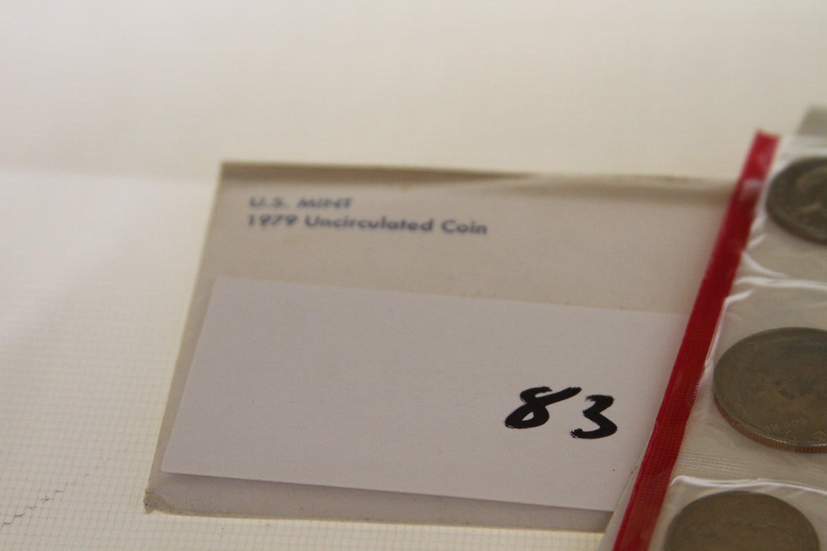 1979 U.S. Mint Uncirculated Coin Set envelope and packaging with number 83