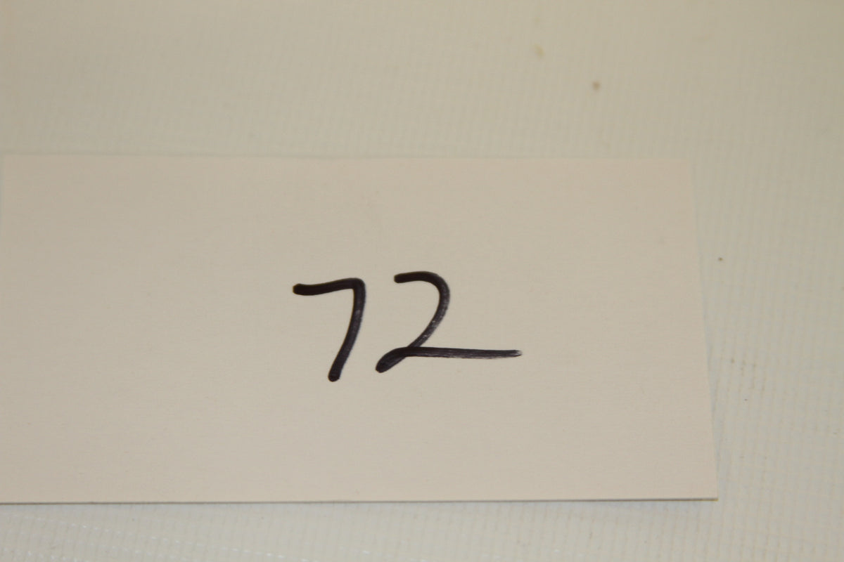 Number 72 lot card from auction or collection identification
