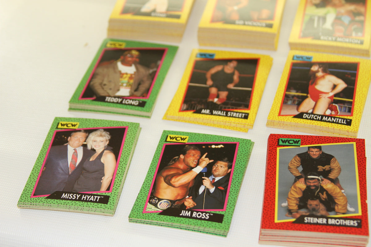 WCW Teddy Long, Missy Hyatt, Jim Ross, and Steiner Brothers trading cards