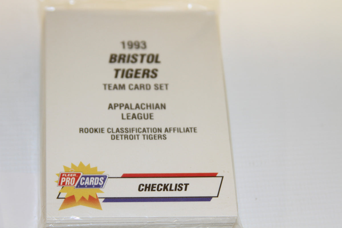 1993 Bristol Tigers Fleer Pro Cards team set checklist card