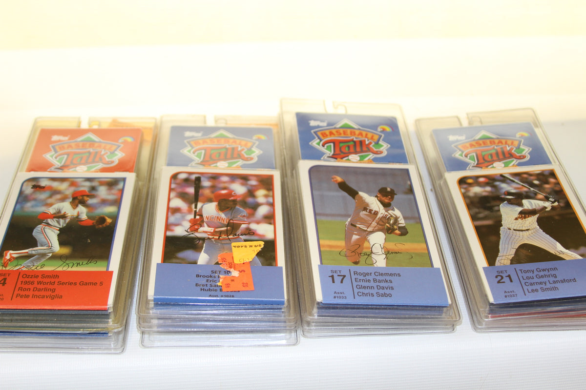 Another view of Topps Sports Talk card sets in protective cases