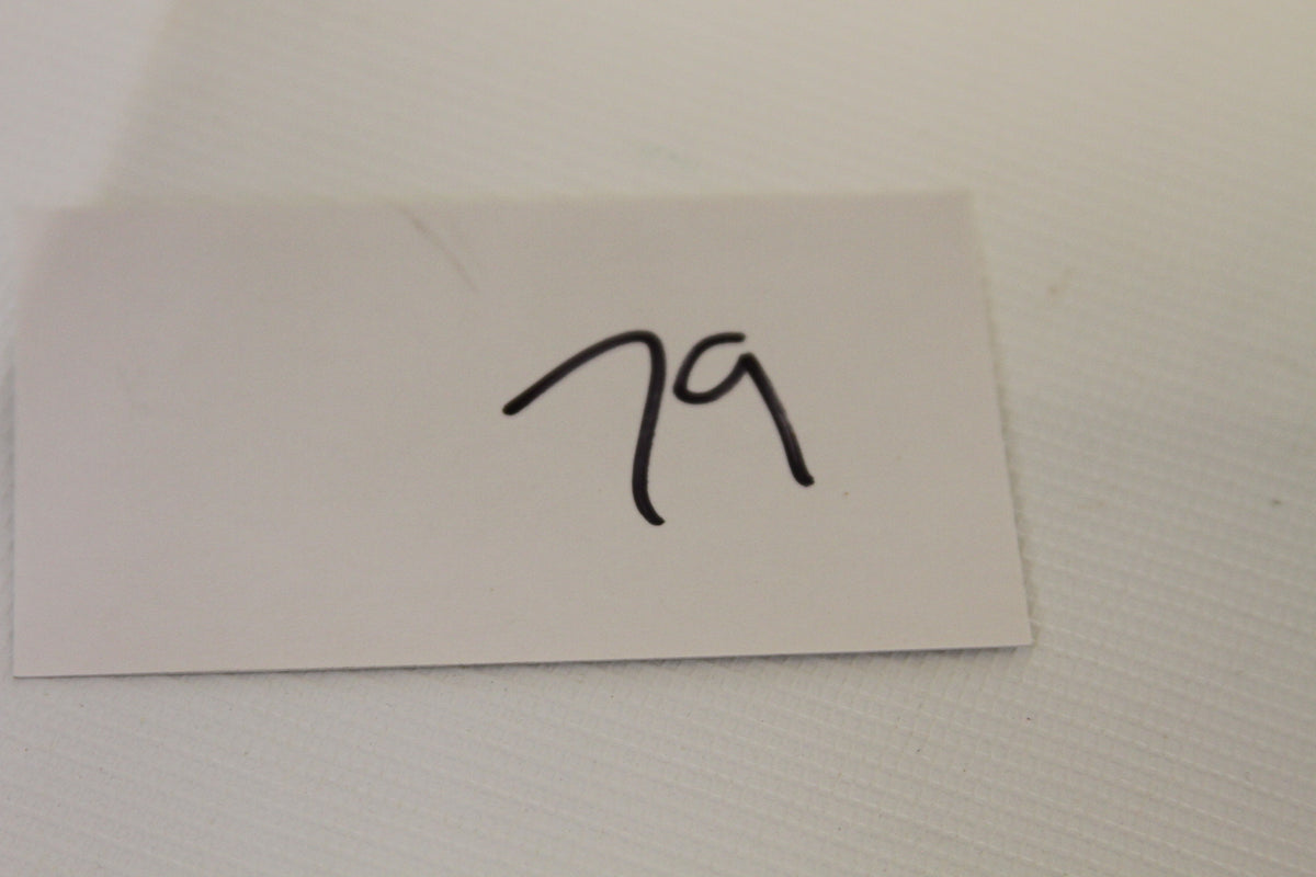 Handwritten number 79 on card near the coin set
