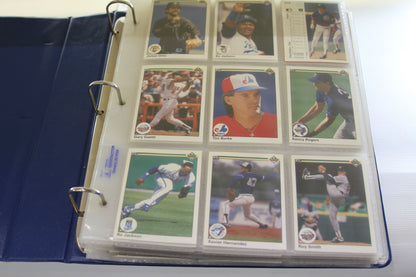 Binder sheet featuring Upper Deck cards, including Bo Jackson and Gary Gaetti